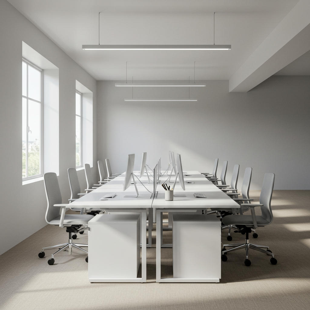 白で統一されたオフィス家具