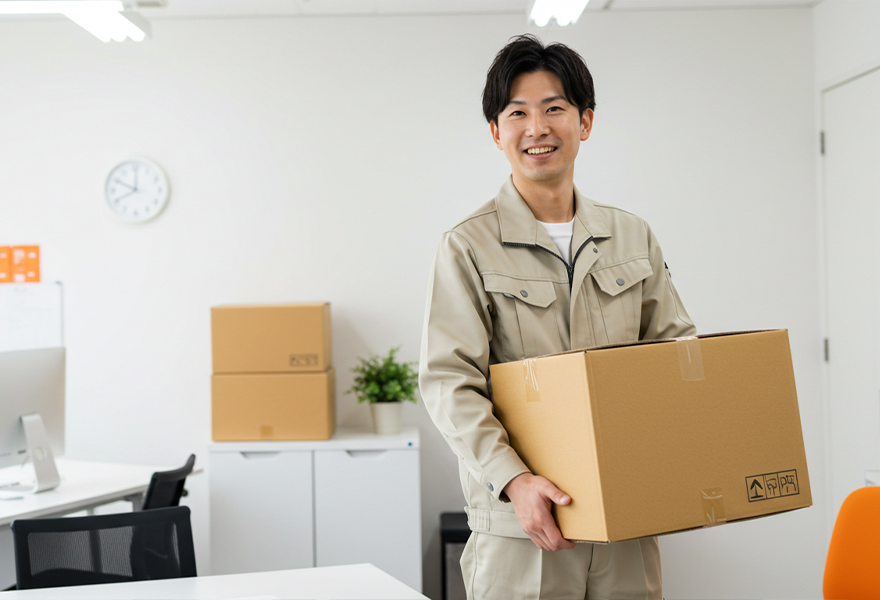 引っ越し作業を行う男性